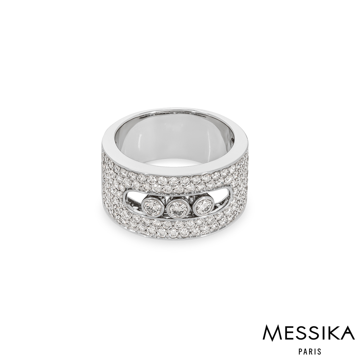 Messiska White Gold Diamond Move Noa Ring